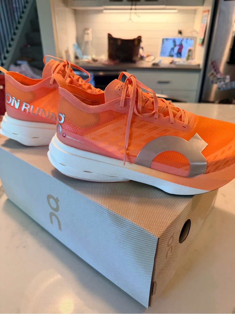 On Running Cloudboom Strike Women's Coral/Silver Road Running Shoe Size 9, - Picture 5 of 7